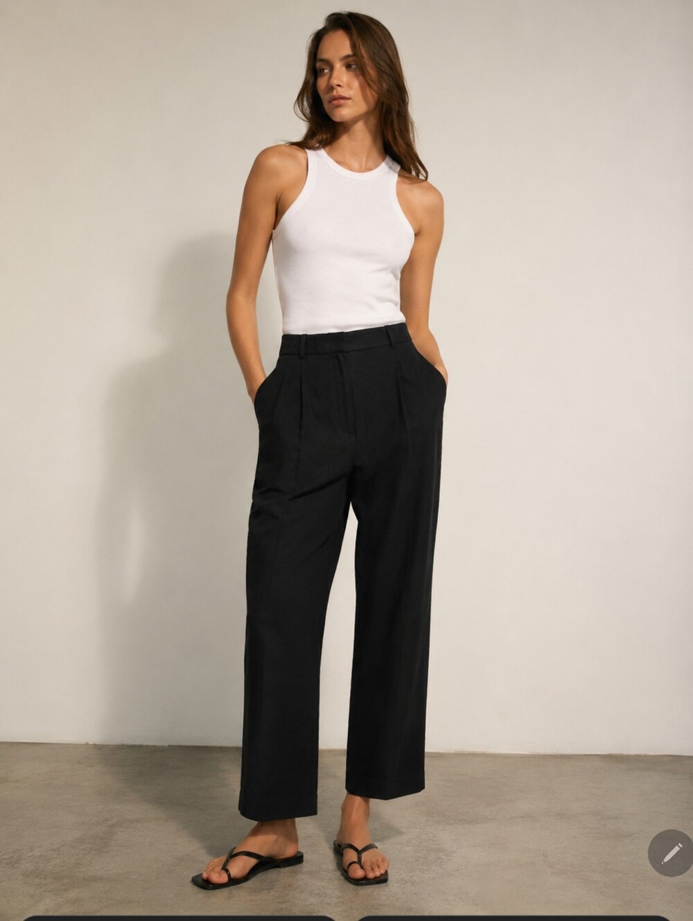 Zara Black High-Rise Pleated Dress Pants
